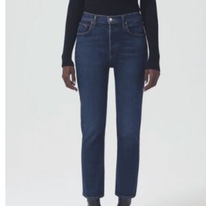 Agolde Riley High Rise Straight Crop Jeans in Divided 31